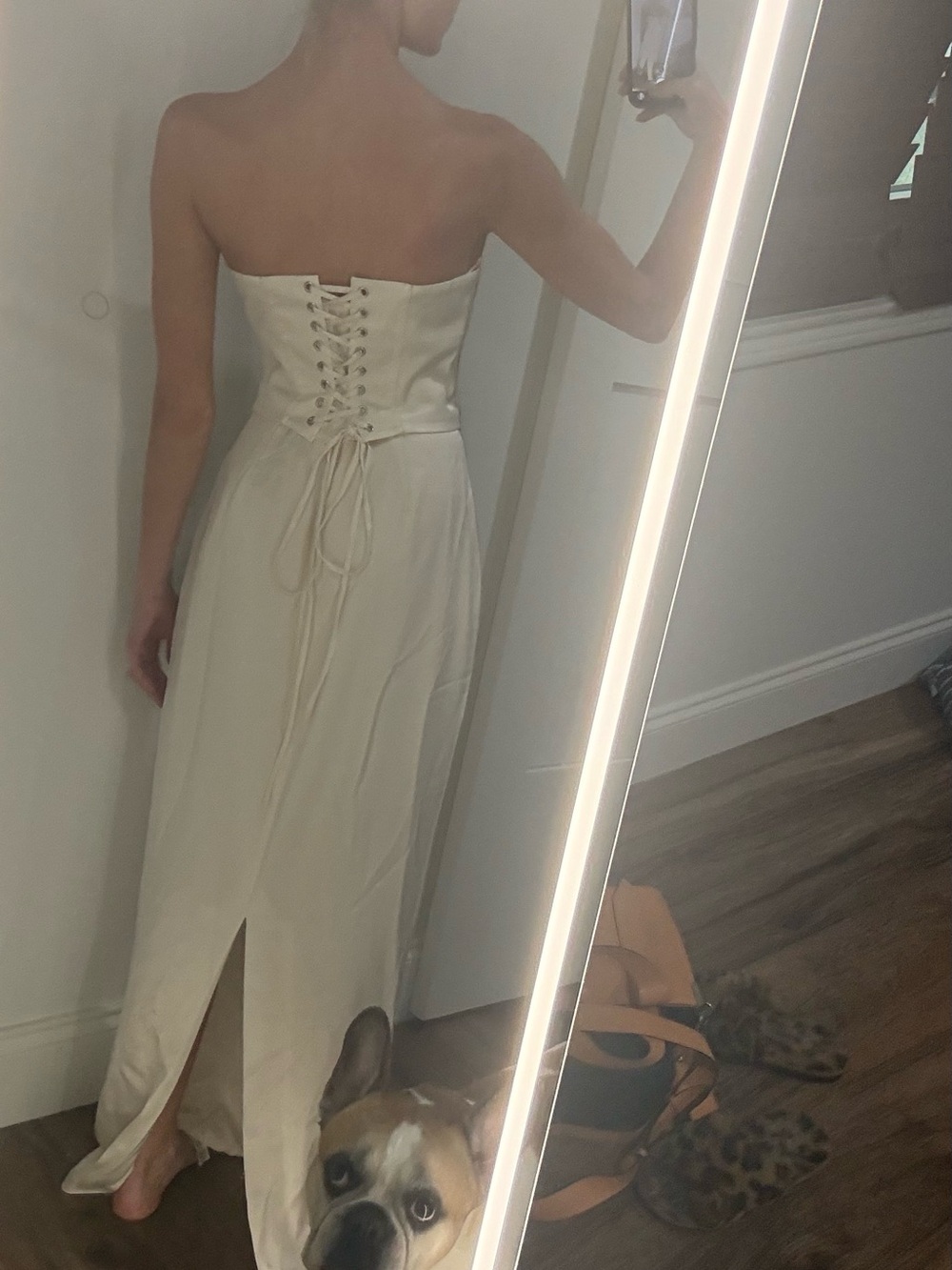 NWT Reformation Ariyah Corset Satin Maxi Dress in Ivory - Picture 7 of 7
